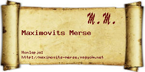 Maximovits Merse névjegykártya